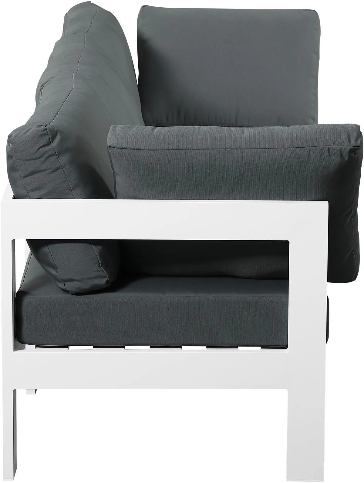 Nizuc - Outdoor Patio 3 Seat Modular Sofa With White Frame - Gray