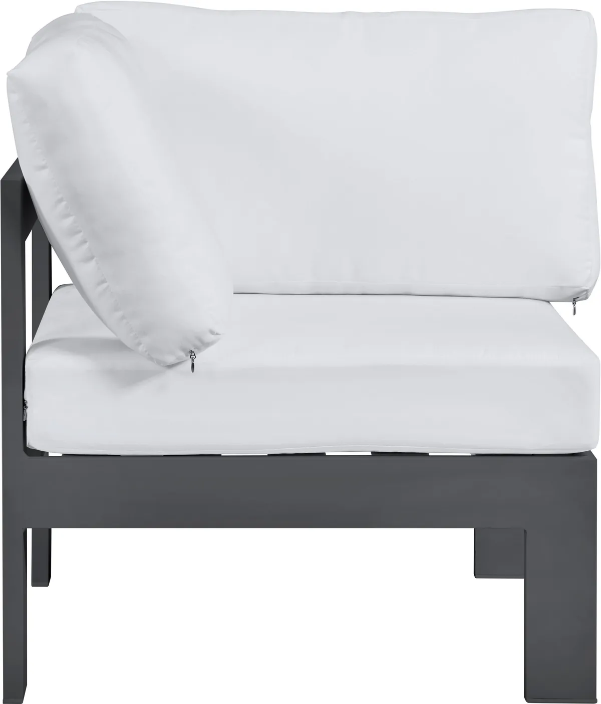 Nizuc - Outdoor Patio Corner Chair With Gray Base - White