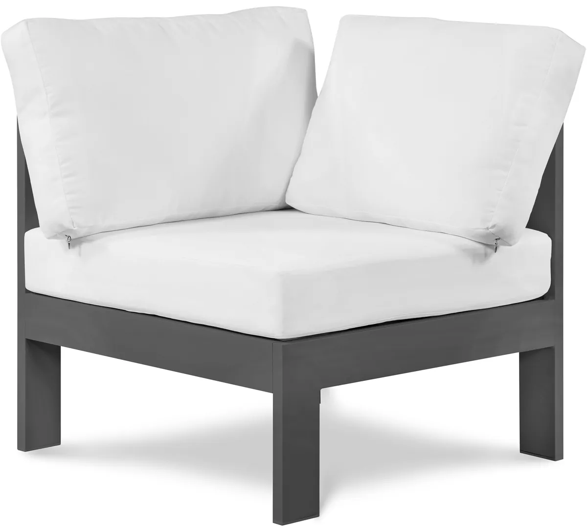 Nizuc - Outdoor Patio Corner Chair With Gray Base - White