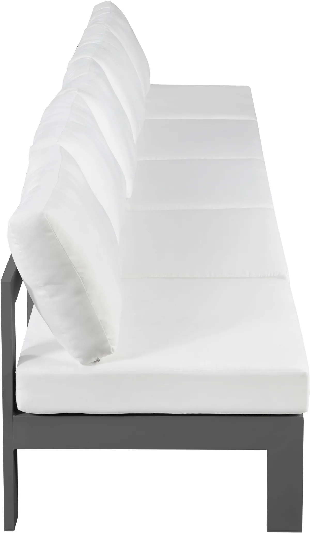Nizuc - Outdoor Patio 5 Seat Modular Armless Sofa With Gray Frame - White