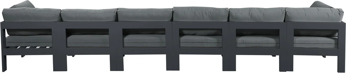 Nizuc - Outdoor Patio 6 Seat Modular Sofa With Gray Frame - Gray
