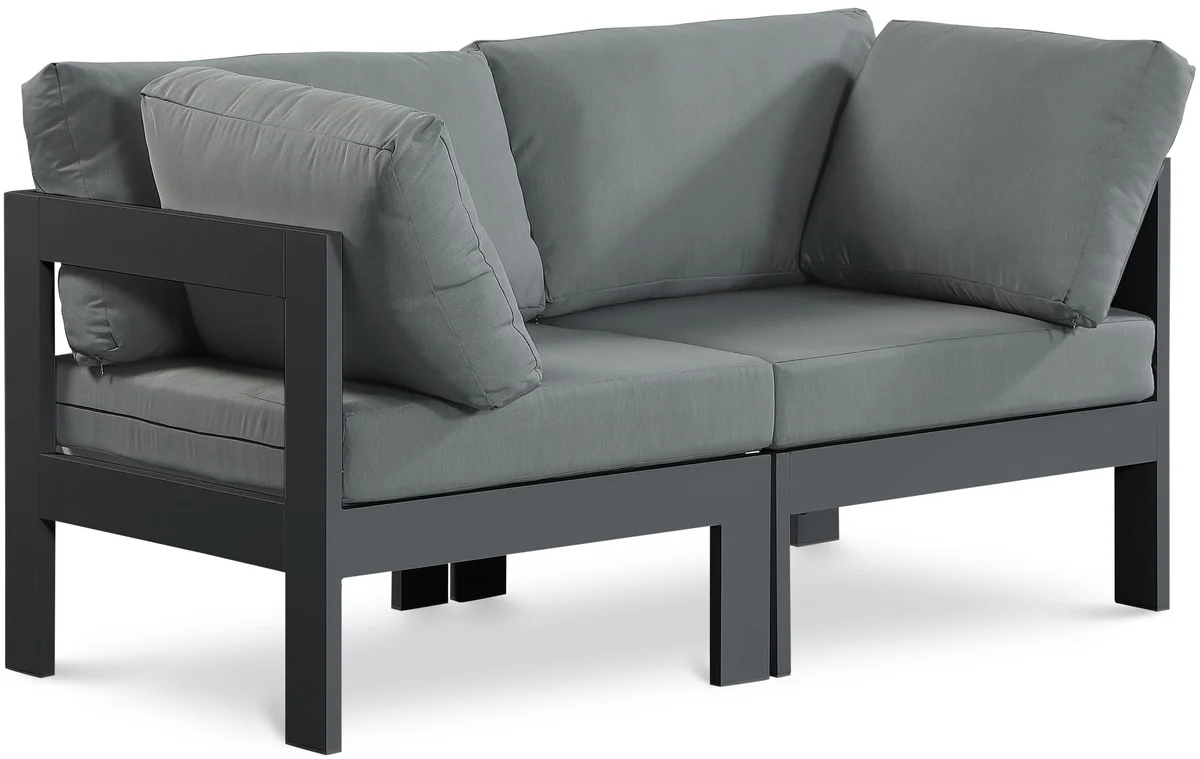Nizuc - Outdoor Patio 2 Seat Modular Sofa With Gray Frame - Gray