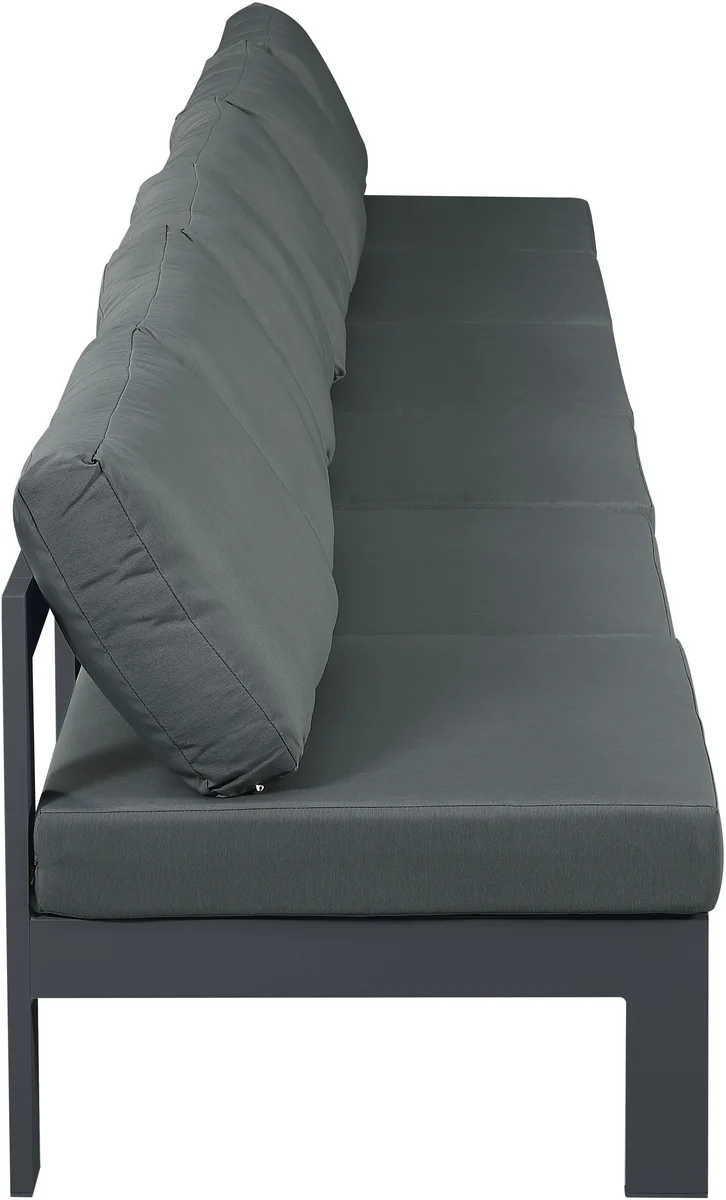 Nizuc - Outdoor Patio 6 Seat Armless Modular Sofa With Gray Frame - Gray