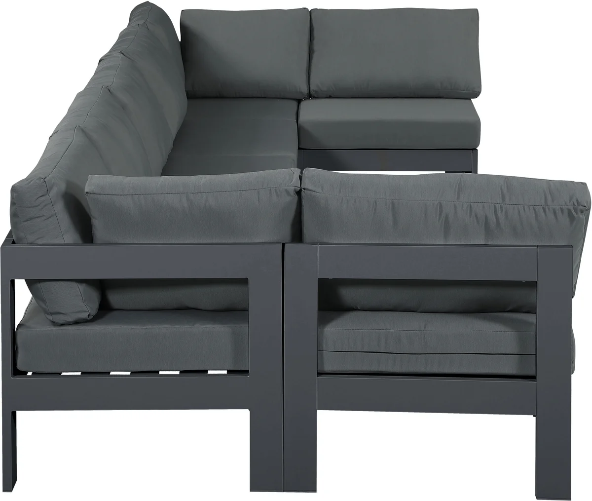 Nizuc - Outdoor Patio 7 Piece Modular Sectional With Gray Frame - Gray