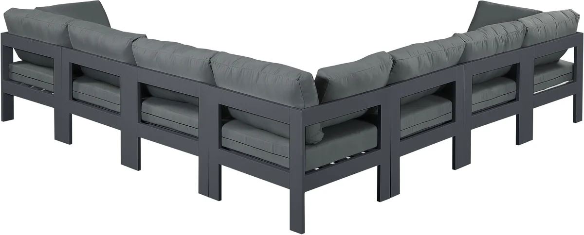 Nizuc - Outdoor Patio 7 Piece Modular Corner Sectional With Gray Frame - Gray