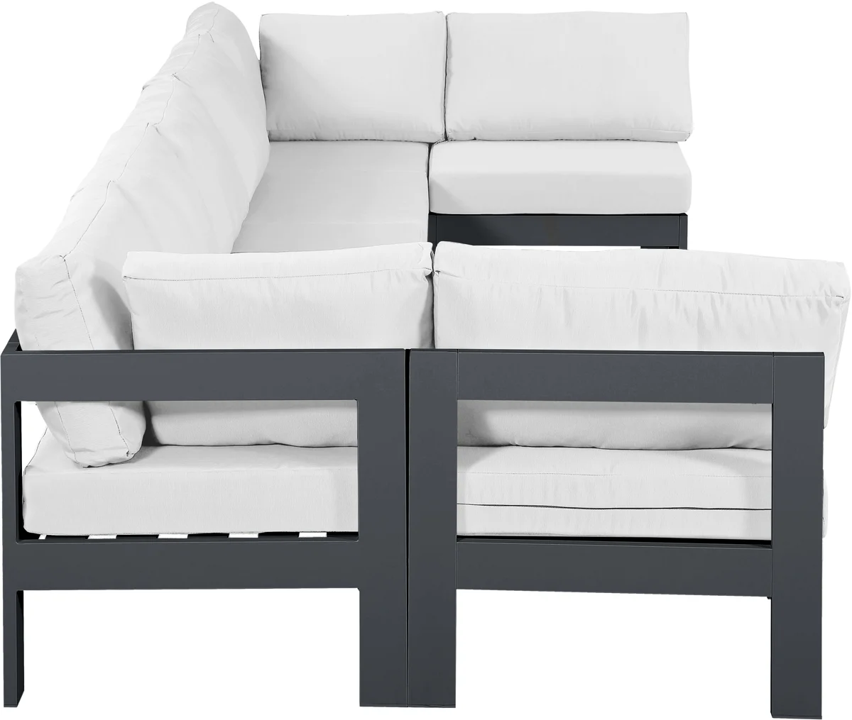 Nizuc - Outdoor Patio 7 Piece Modular Sectional With Gray Frame - White