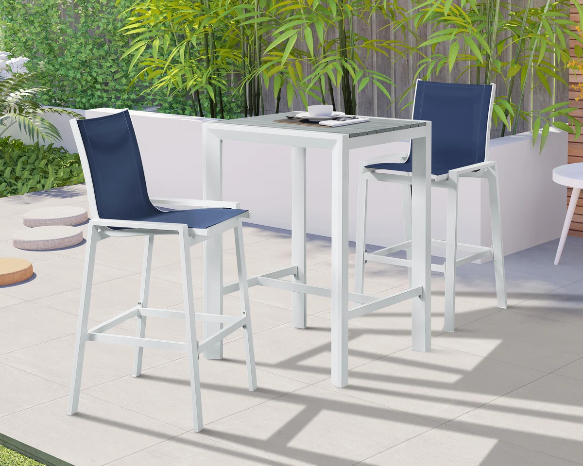 Nizuc - Outdoor Patio Barstool (Set of 2) - Navy - View 2