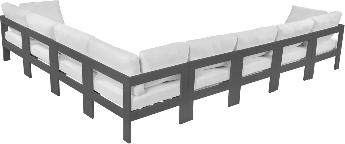 Nizuc - Outdoor Patio 8 Piece Modular Sectional With Gray Frame - White
