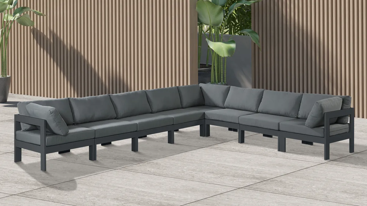 Nizuc - Outdoor Patio 8 Piece Modular Sectional With Gray Frame - Gray - View 2