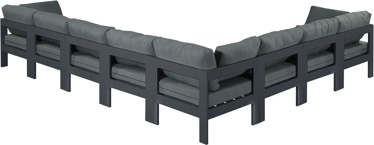 Nizuc - Outdoor Patio 8 Piece Modular Sectional With Gray Frame - Gray