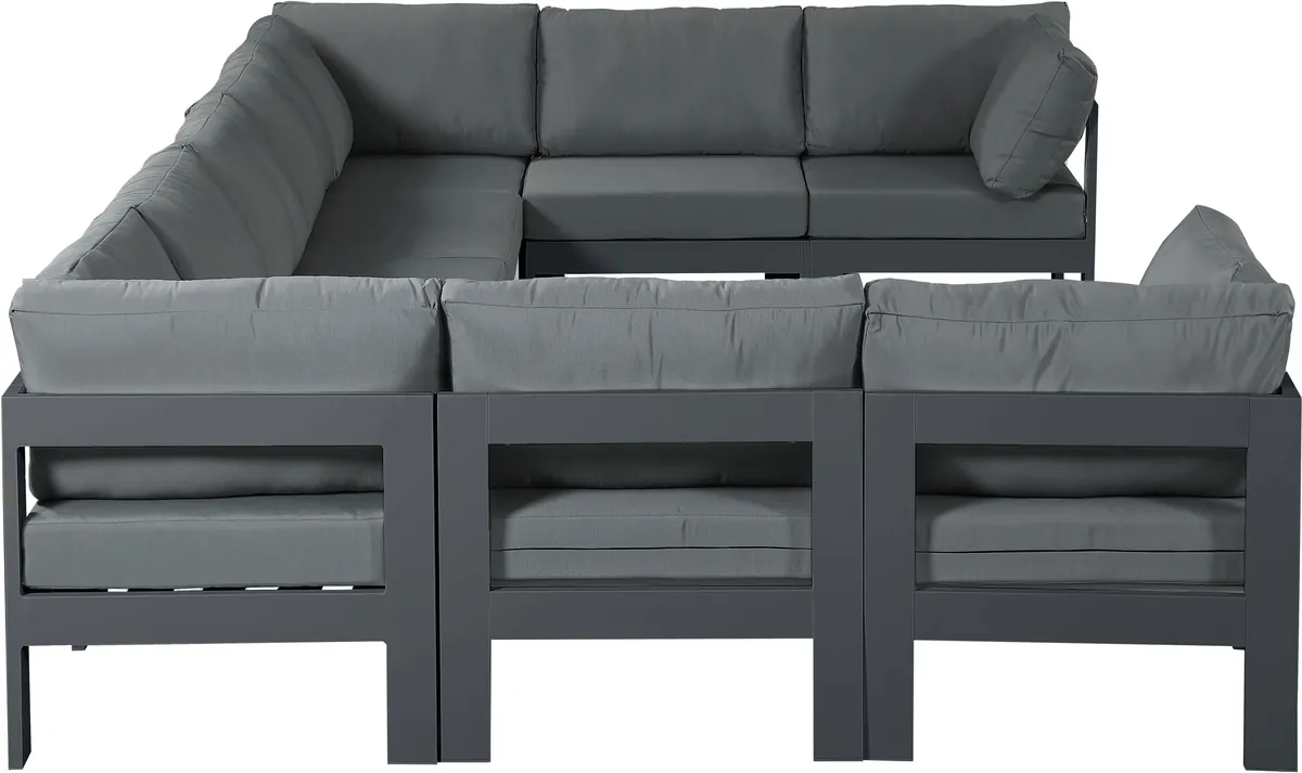 Nizuc - Outdoor Patio 9 Piece Modular Sectional With Gray Frame - Gray