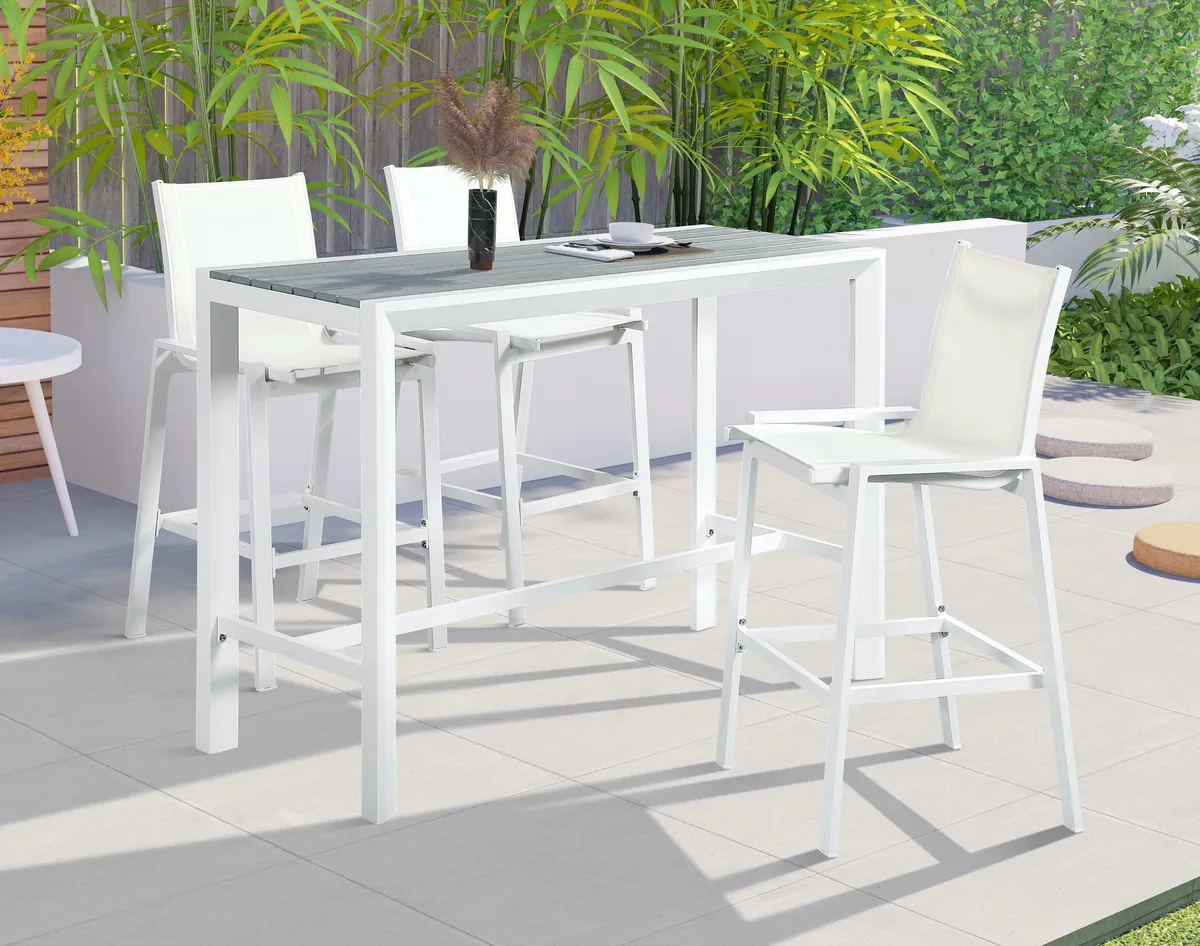 Nizuc - Outdoor Patio Rectangle Bar Table - Gray - View 2