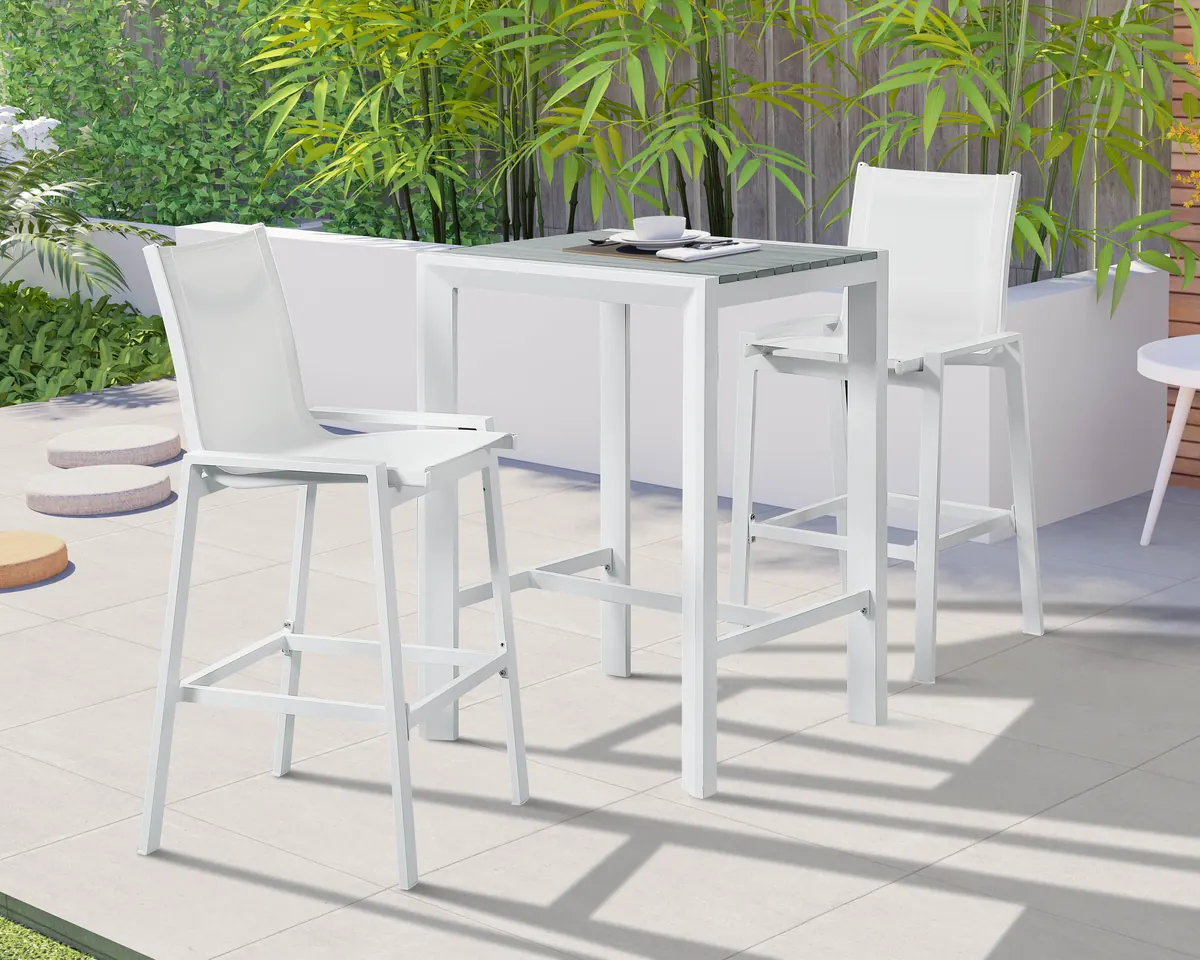 Nizuc - Outdoor Patio Square Bar Table - Gray - View 2