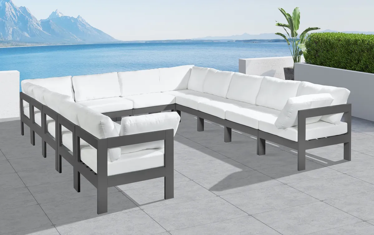 Nizuc - Outdoor Patio 12 Piece Modular Sectional With Gray Frame - White - View 2