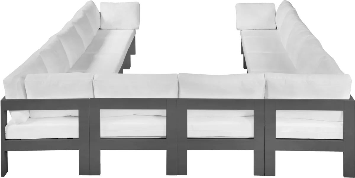 Nizuc - Outdoor Patio 12 Piece Modular Sectional With Gray Frame - White