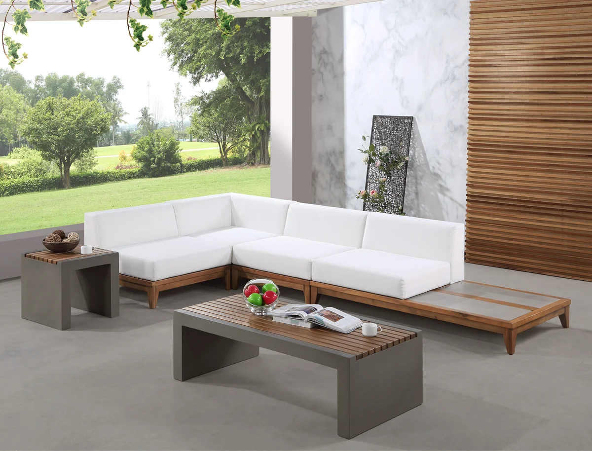 Rio - 4 Piece Modular Sectional - Off White - Wood - View 2