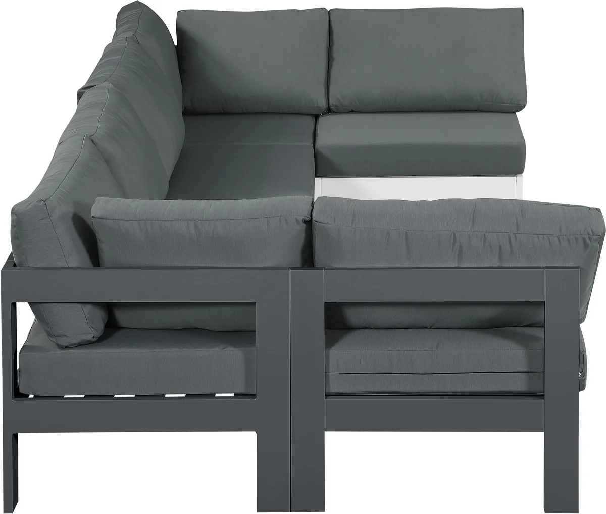 Nizuc - Outdoor Patio 6 Piece Modular U-Shaped Sectional With Gray Frame - Gray