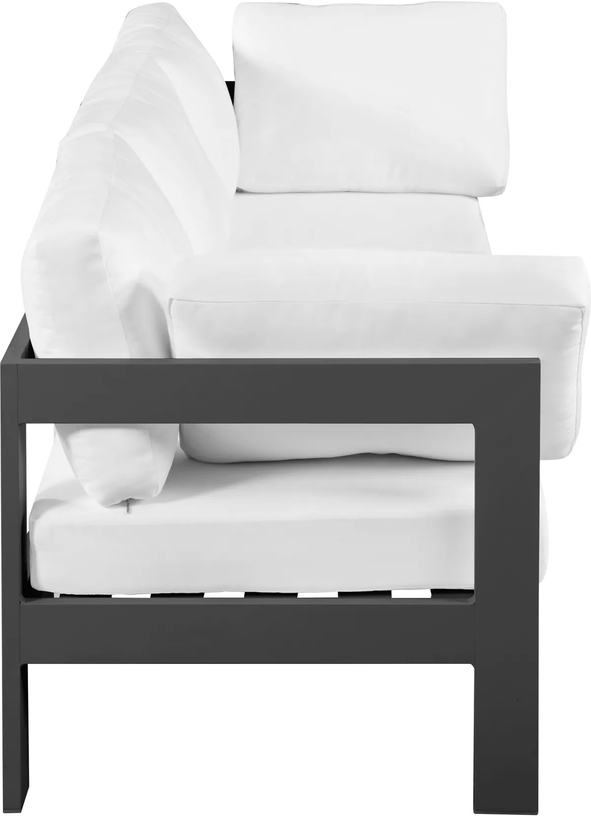 Nizuc - Outdoor Patio 3 Seat Modular Sofa With Gray Frame - White