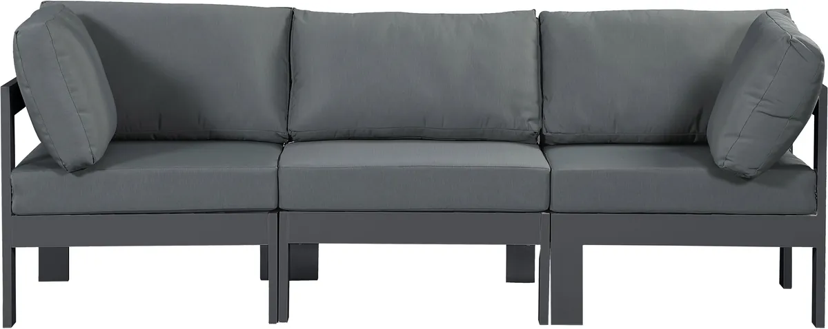 Nizuc - Outdoor Patio 3 Seat Modular Sofa With Gray Frame - Gray