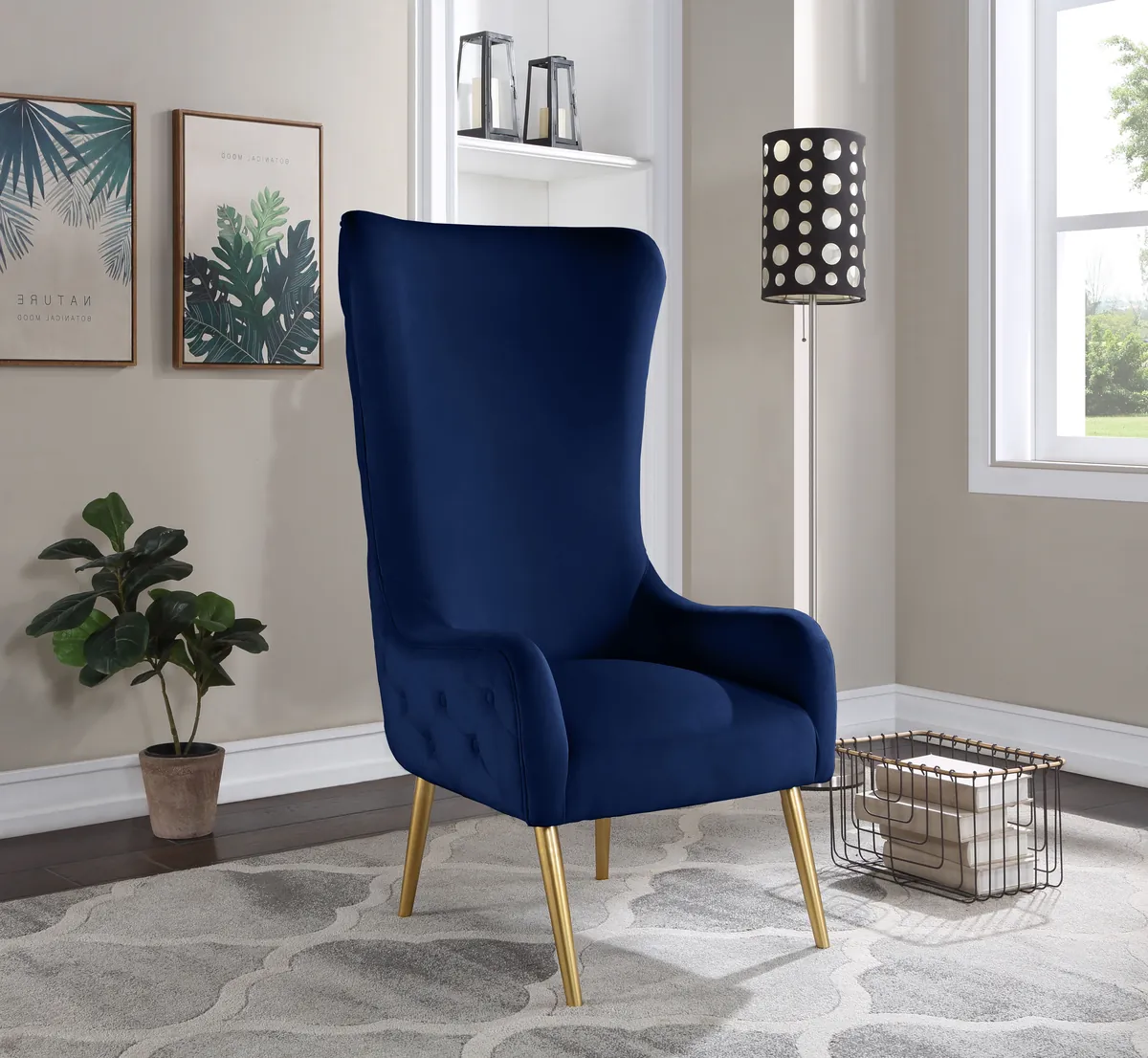 Alexander - Accent Chair - Navy - View 2
