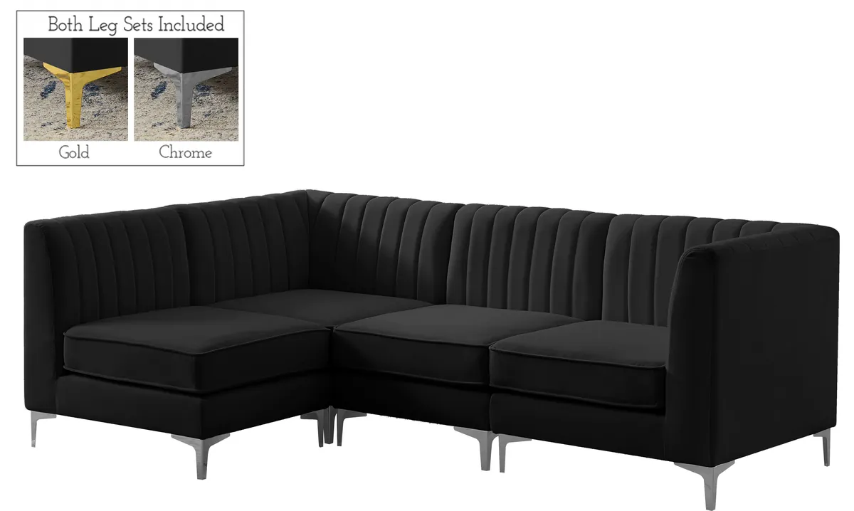 Alina - 4 Piece Modular L-Shaped Sectional - Black