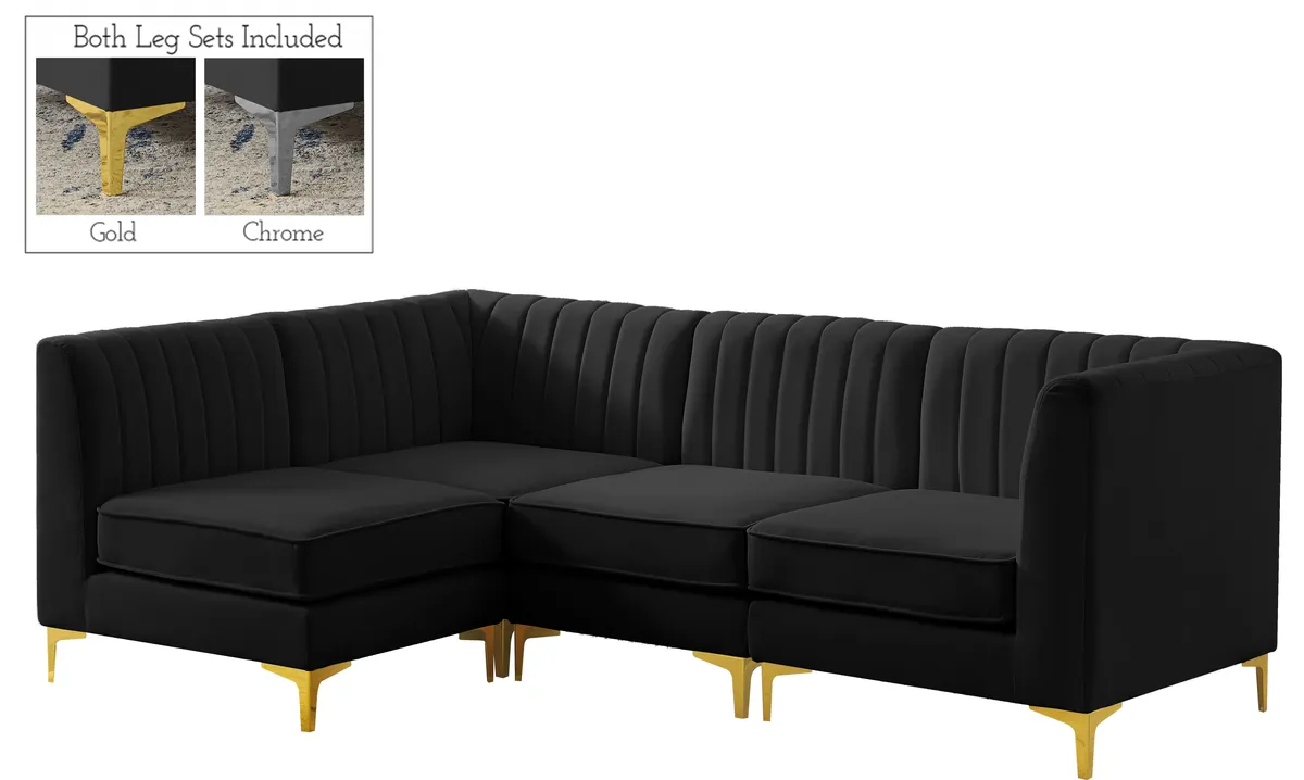 Alina - 4 Piece Modular L-Shaped Sectional - Black