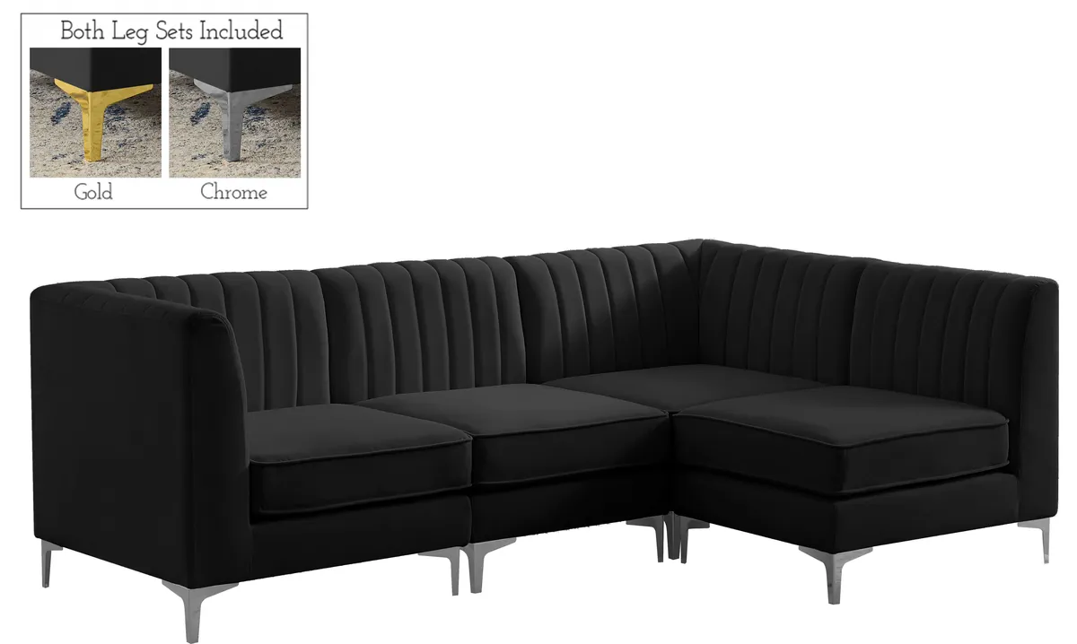 Alina - 4 Piece Modular L-Shaped Sectional - Black - View 2