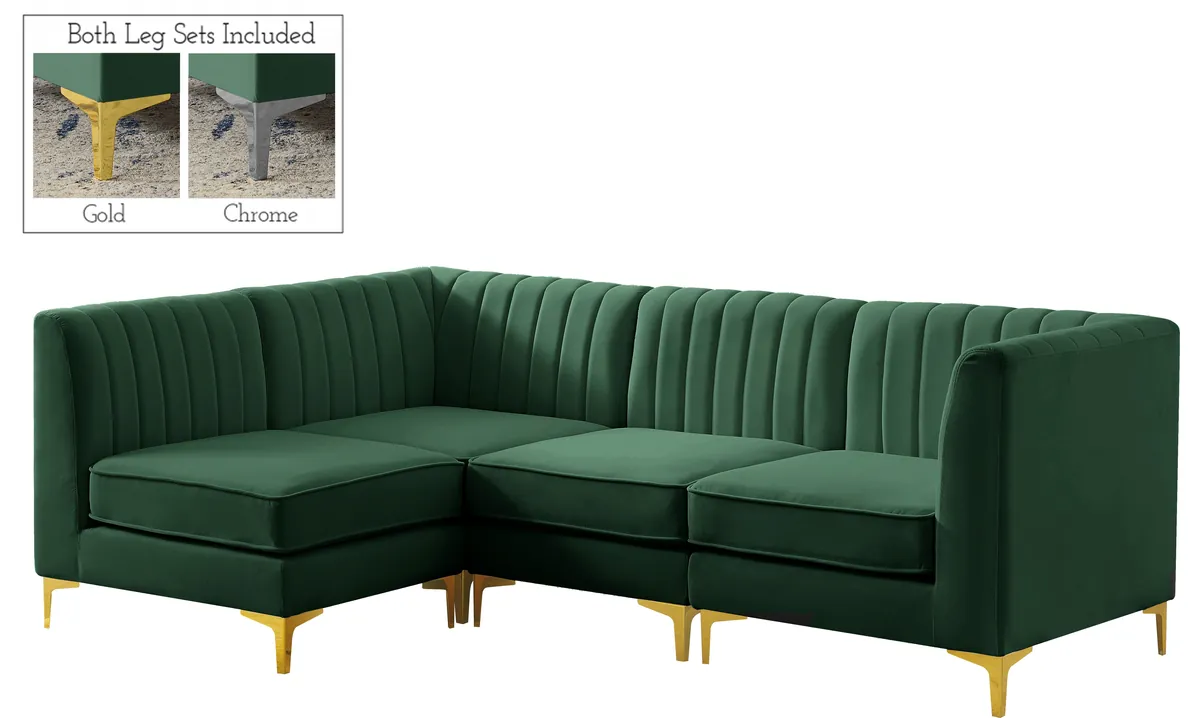Alina - 4 Piece Modular L-Shaped Sectional - Green