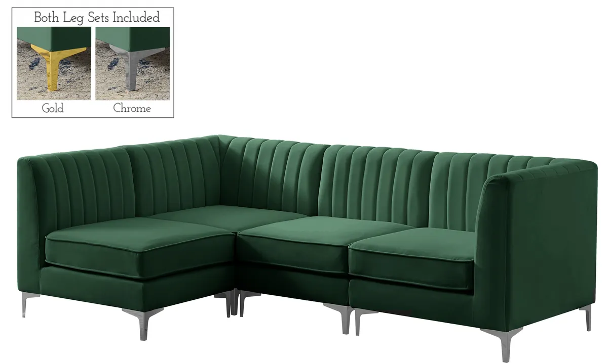 Alina - 4 Piece Modular L-Shaped Sectional - Green