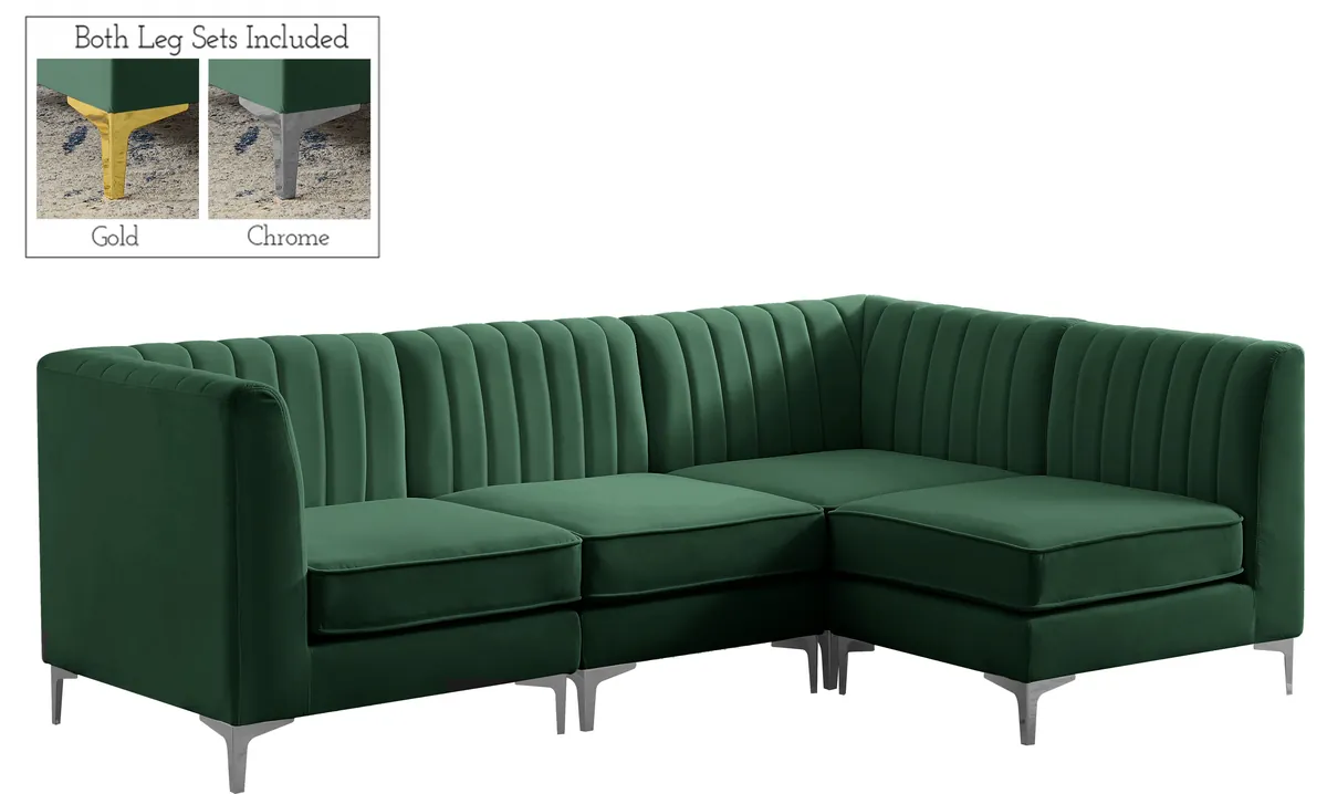 Alina - 4 Piece Modular L-Shaped Sectional - Green - View 2