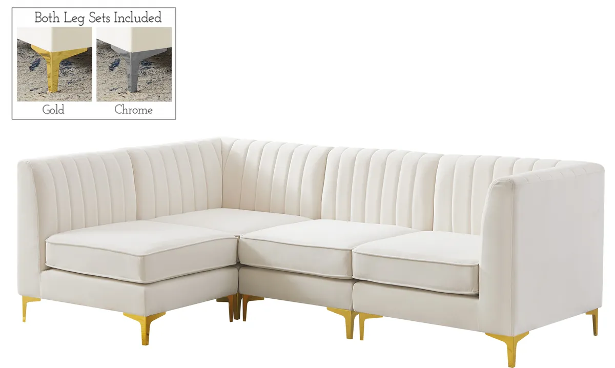 Alina - 4 Piece Modular L-Shaped Sectional - Cream