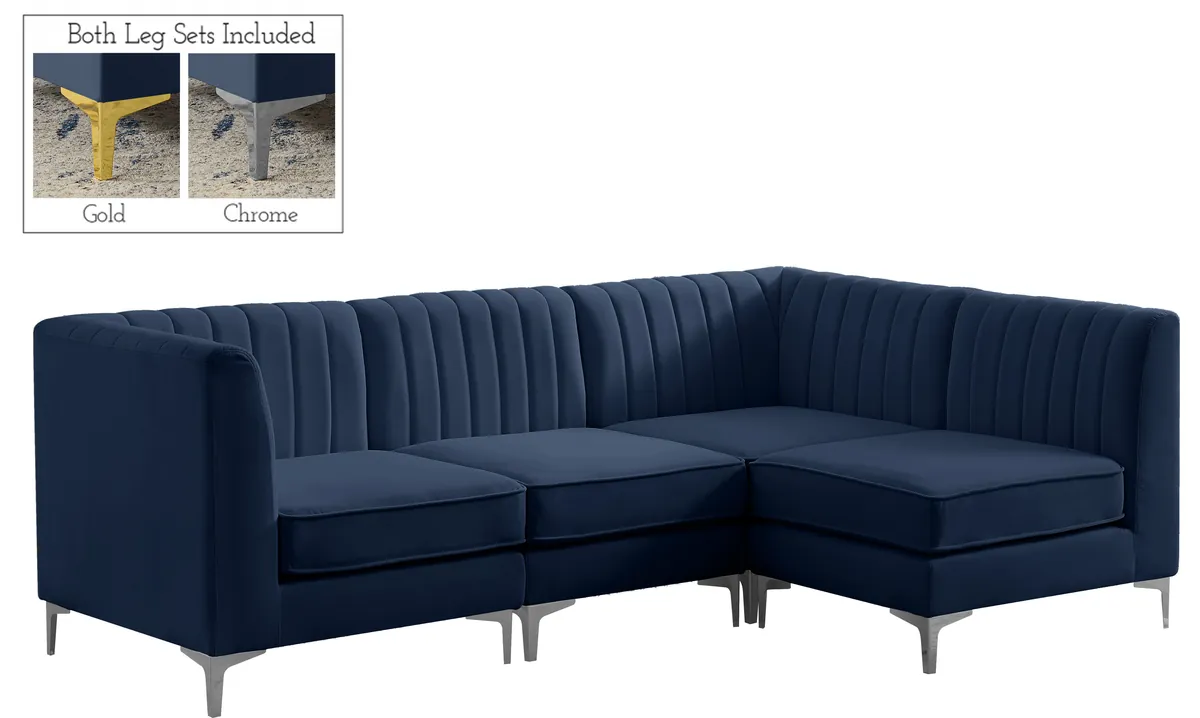 Alina - 4 Piece Modular L-Shaped Sectional - Navy - View 2