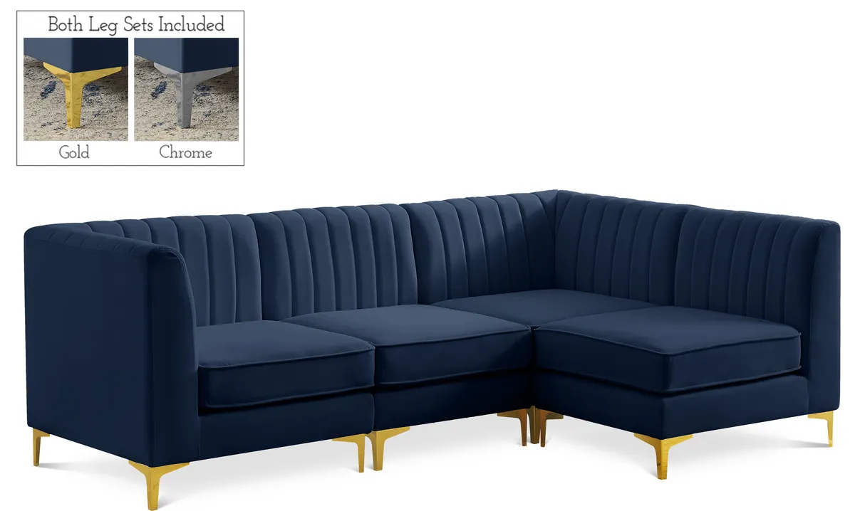 Alina - 4 Piece Modular L-Shaped Sectional - Navy