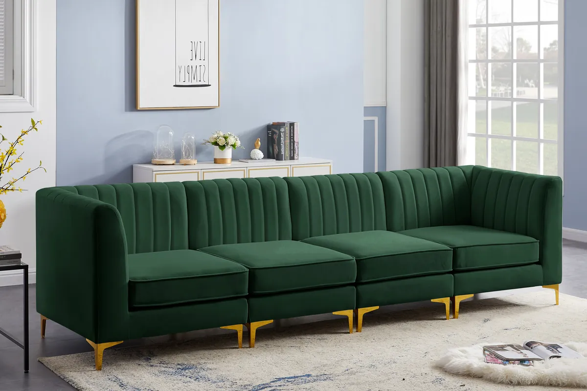 Alina - 4 Piece Modular Sectional - Green