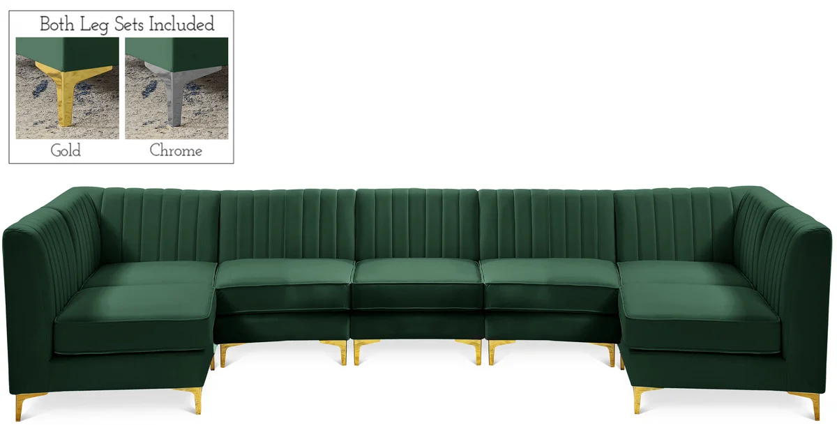 Alina - 7 Piece Modular Sectional - Green