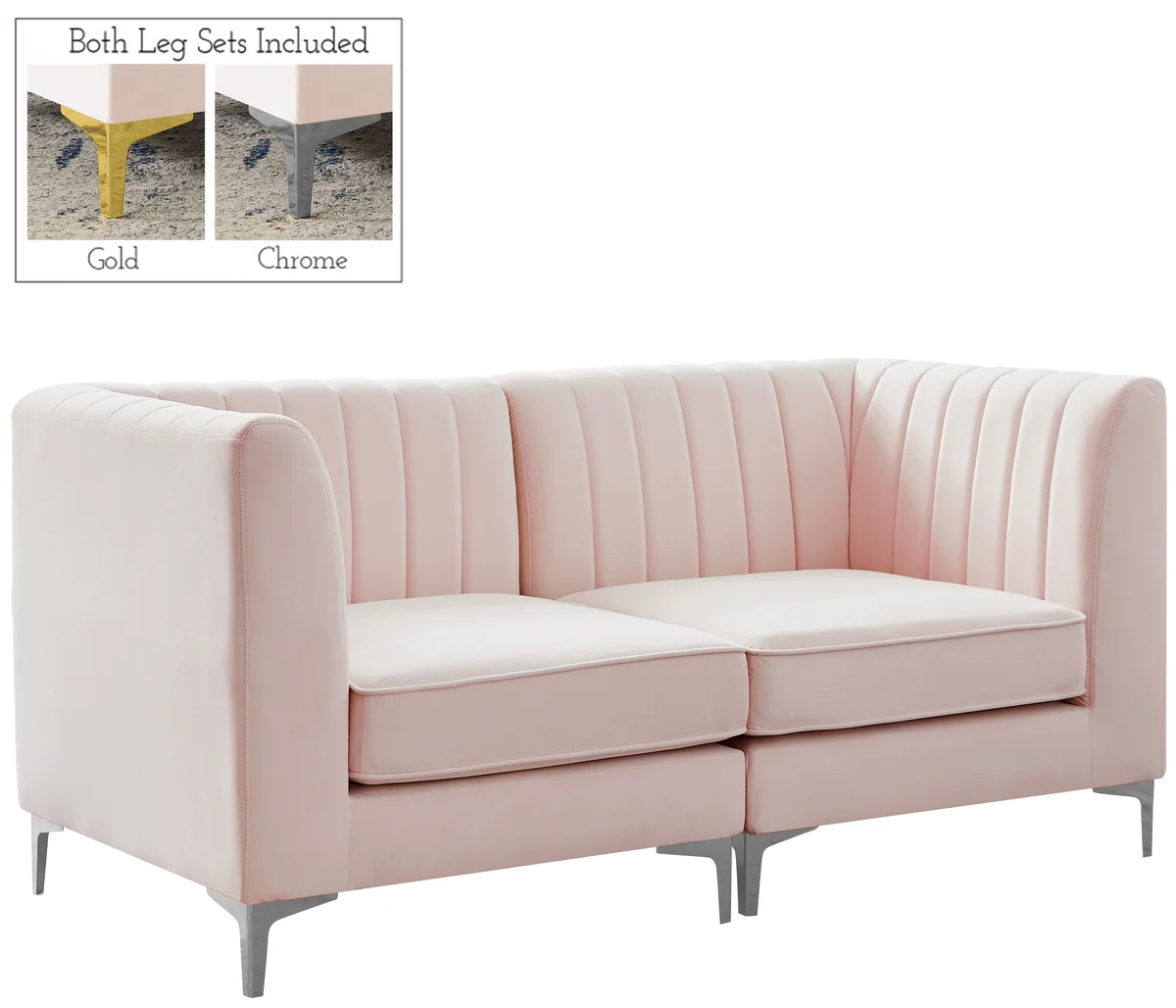 Alina - 2 Piece Modular Sectional - Pink - View 2