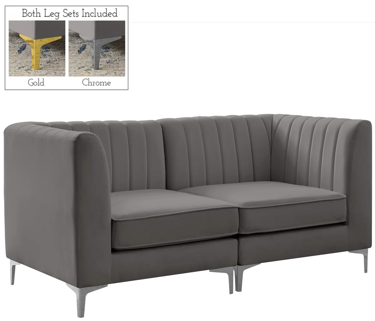 Alina - 2 Piece Modular Sectional - Gray - View 2