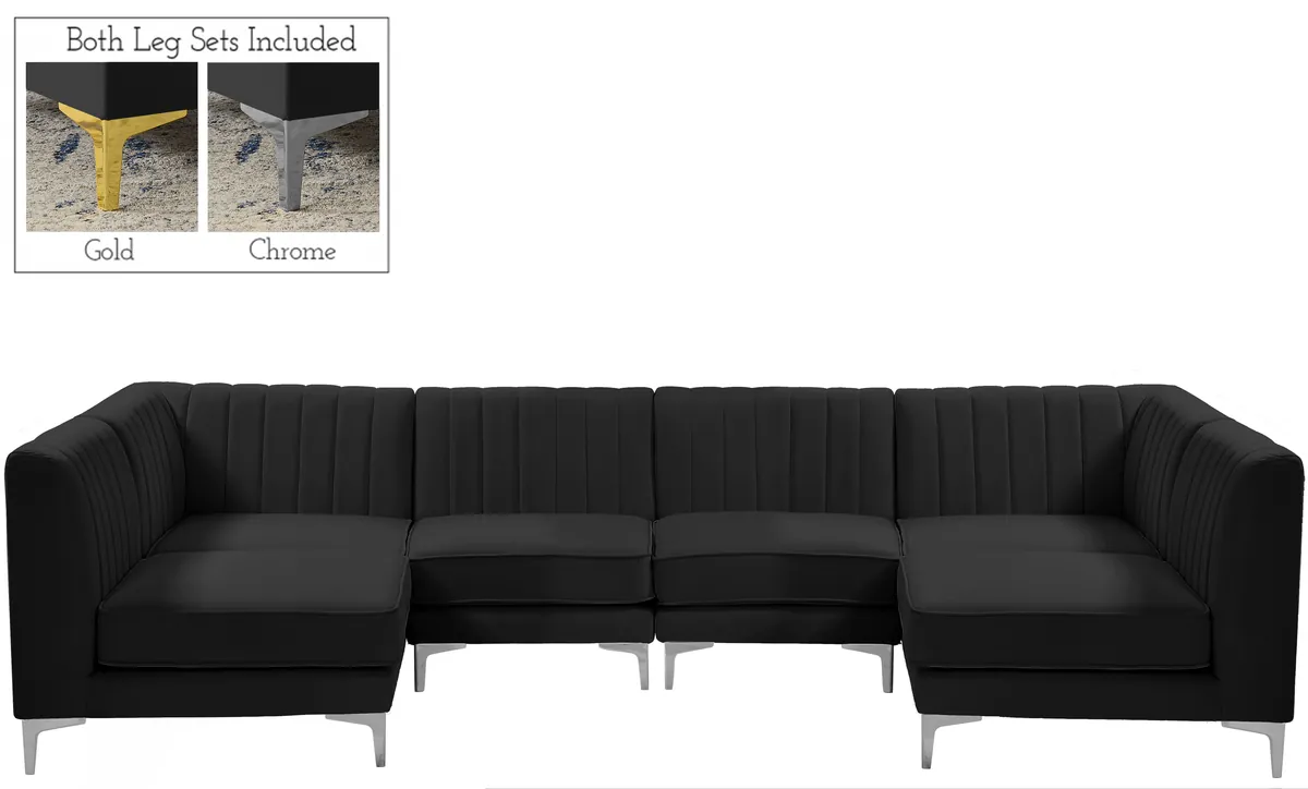Alina - 6 Piece Modular U-Shaped Sectional - Black - View 2