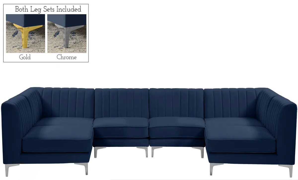 Alina - 6 Piece Modular U-Shaped Sectional - Navy - View 2