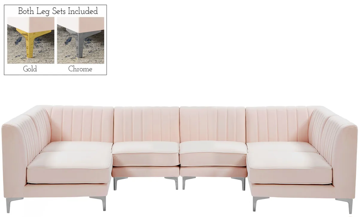 Alina - 6 Piece Modular U-Shaped Sectional - Pink - View 2