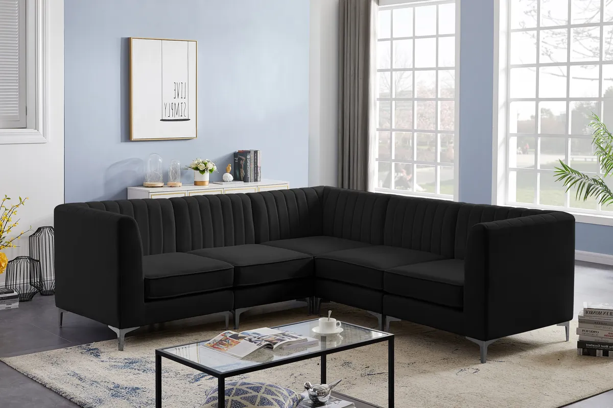 Alina - 5 Piece Modular Corner Sectional - Black