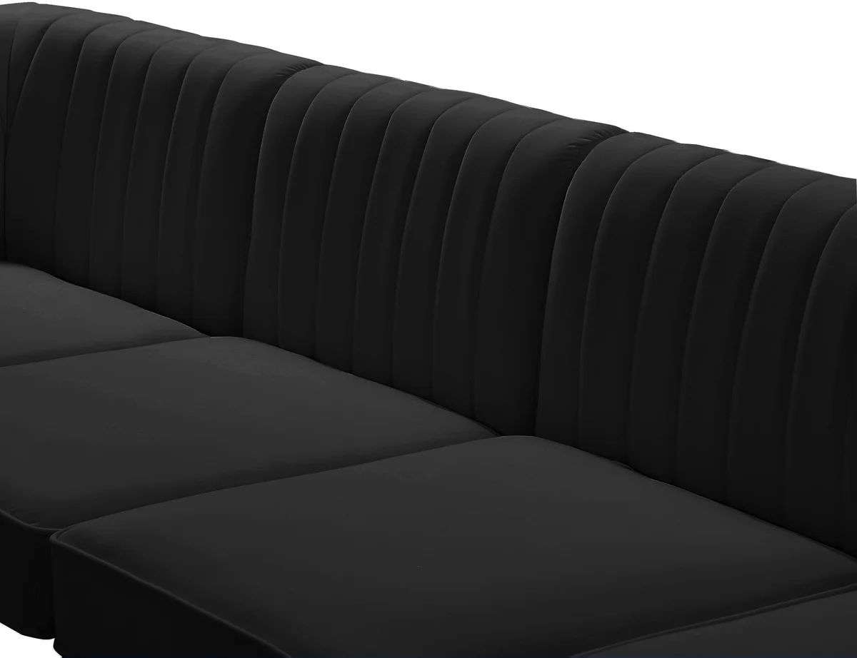 Alina - 8 Piece Velvet Modular Sectional - Black