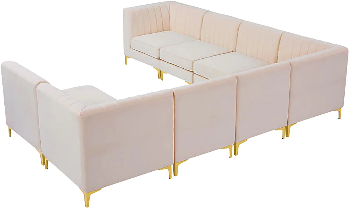 Alina - 8 Piece Velvet Modular Sectional - Pink