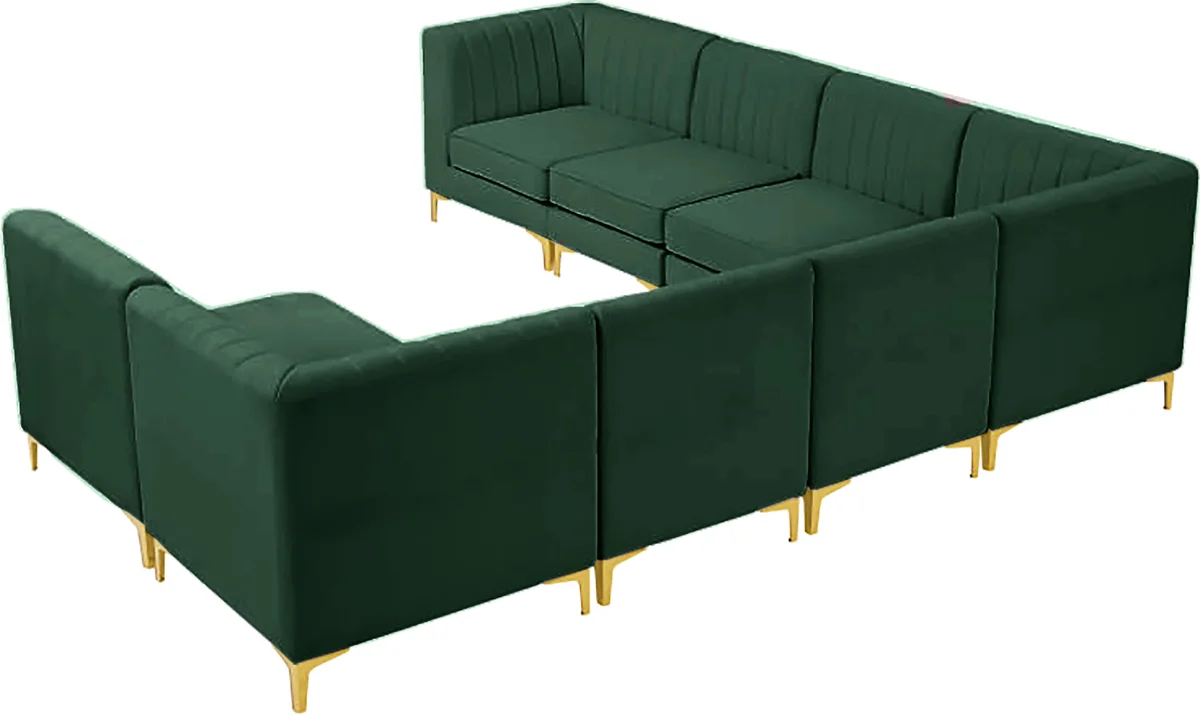 Alina - 8 Piece Velvet Modular Sectional - Green