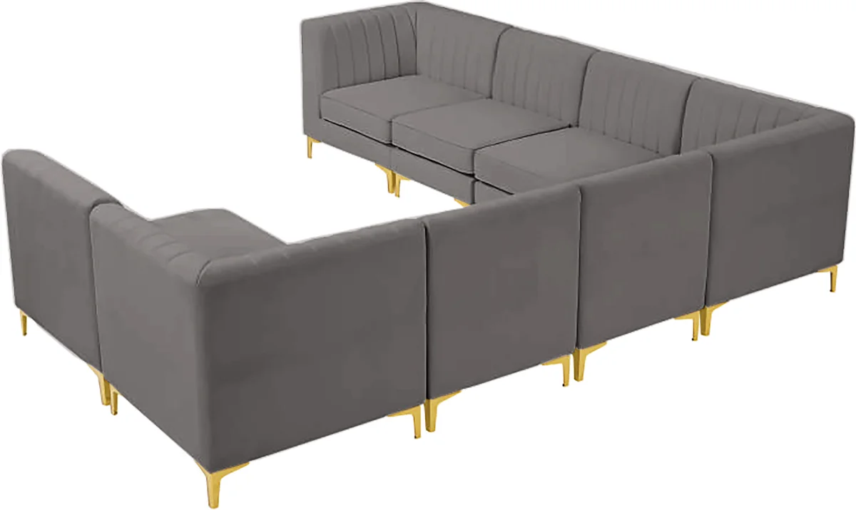 Alina - 8 Piece Velvet Modular Sectional - Gray