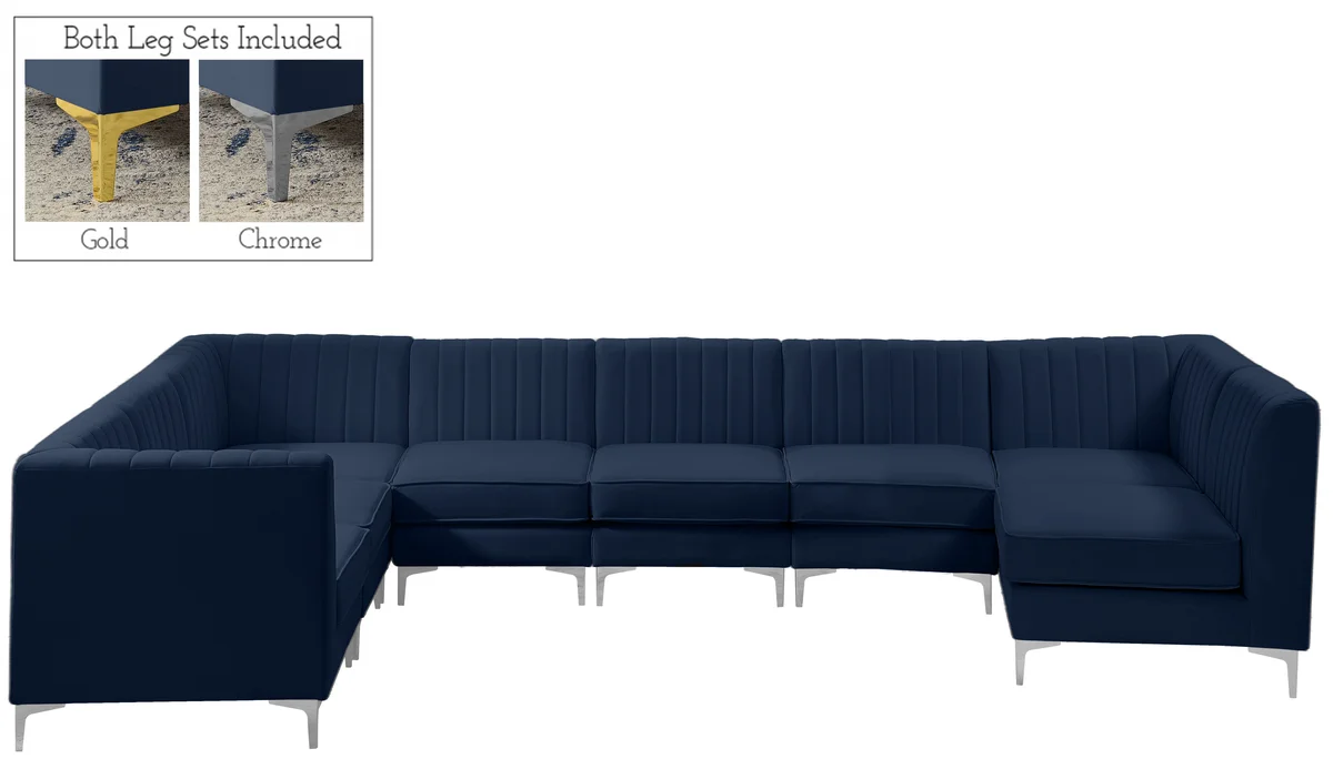 Alina - 8 Piece Velvet Modular Sectional - Navy - View 2