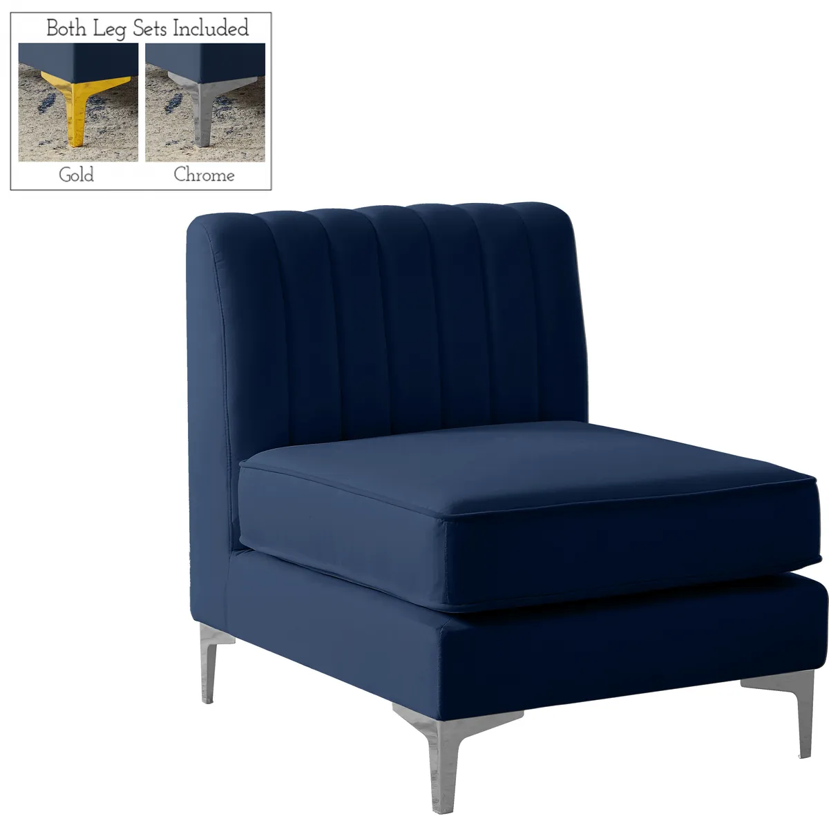 Alina - Armless Chair - Navy