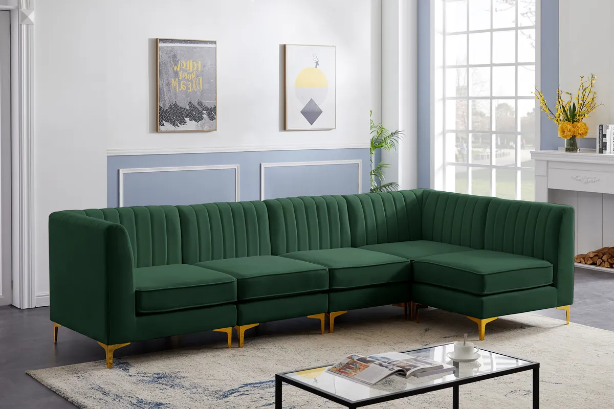 Alina - 5 Piece Modular Sectional - Green
