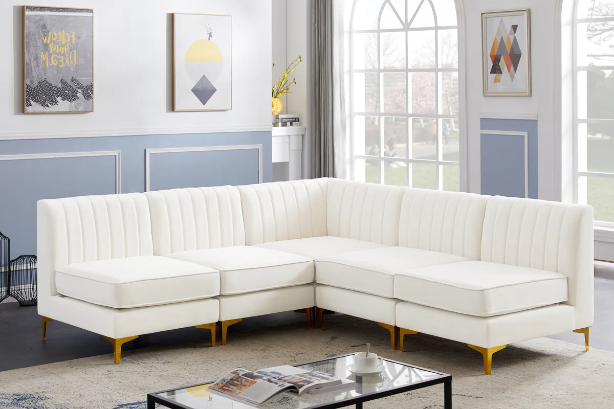 Alina - 5 Piece Modular Armless Sectional - Cream