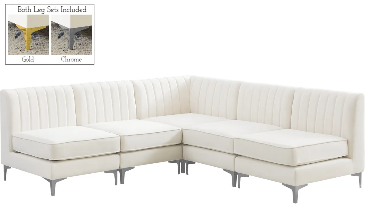 Alina - 5 Piece Modular Armless Sectional - Cream - View 2